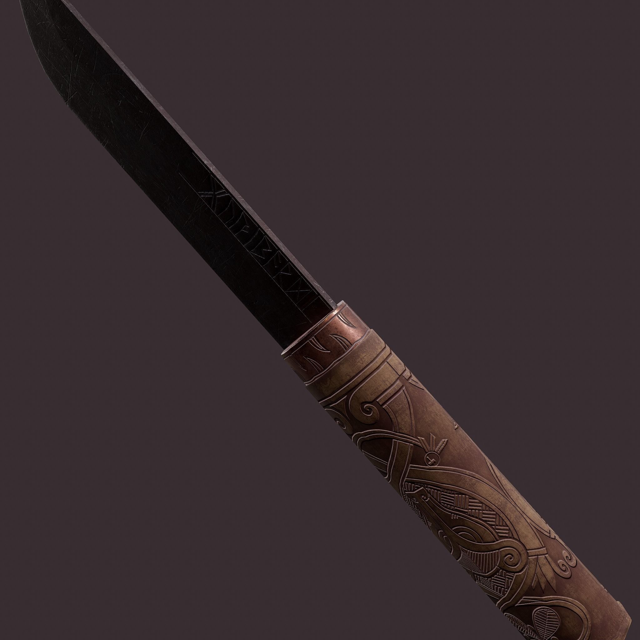 Viking Style Knife Low-poly 3D model_3
