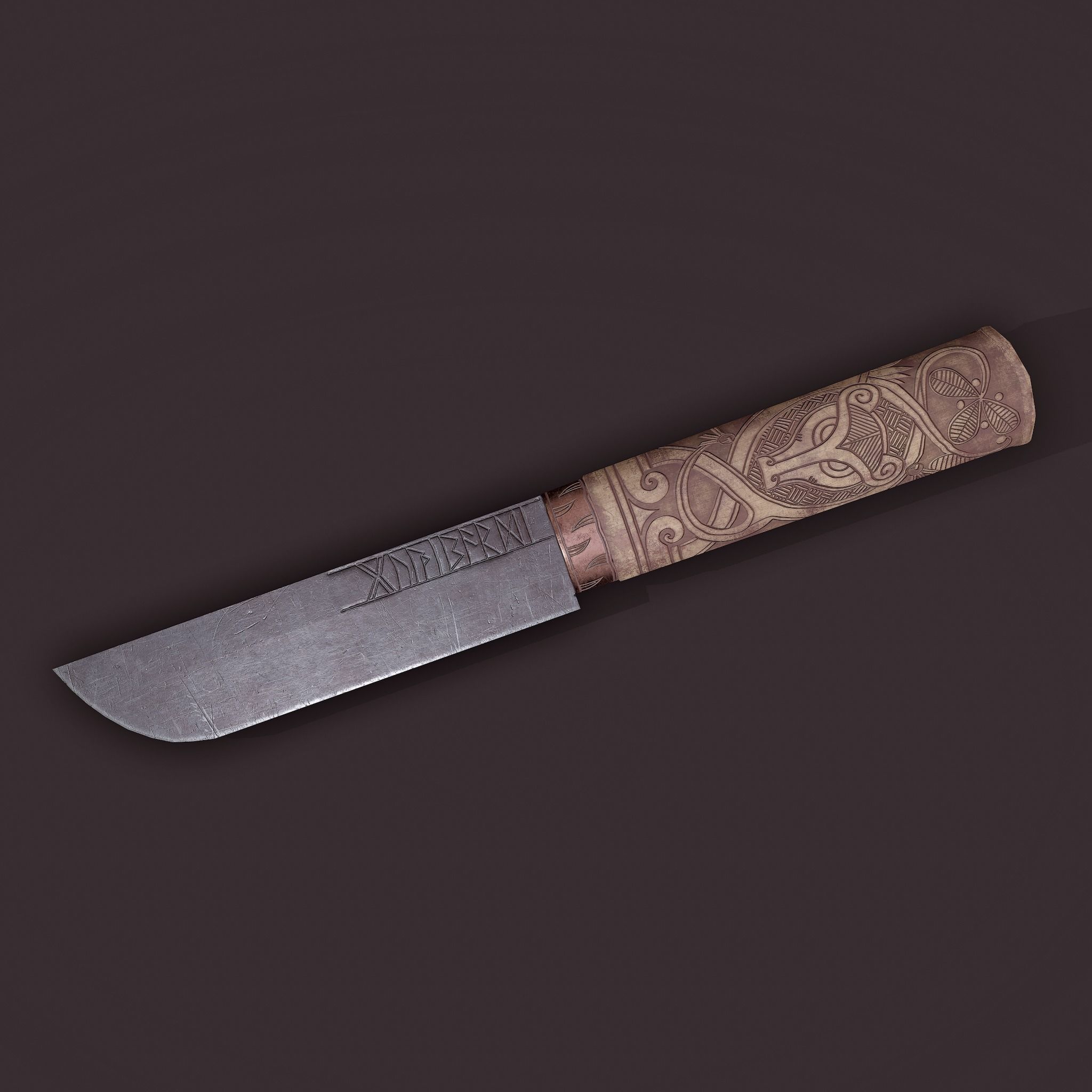 Viking Style Knife Low-poly 3D model_18