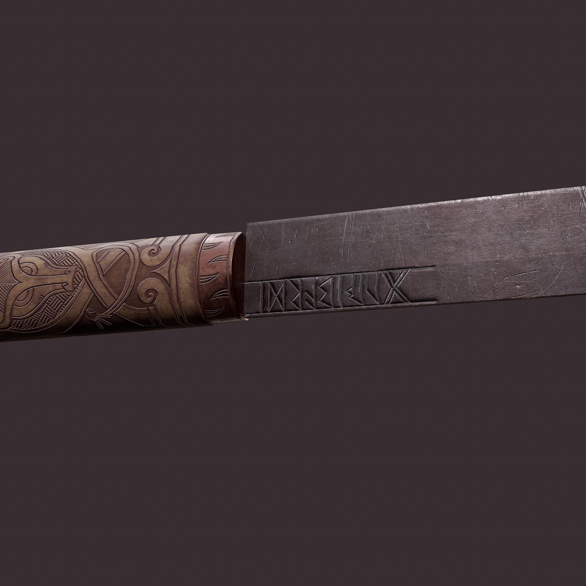 Viking Style Knife Low-poly 3D model_26