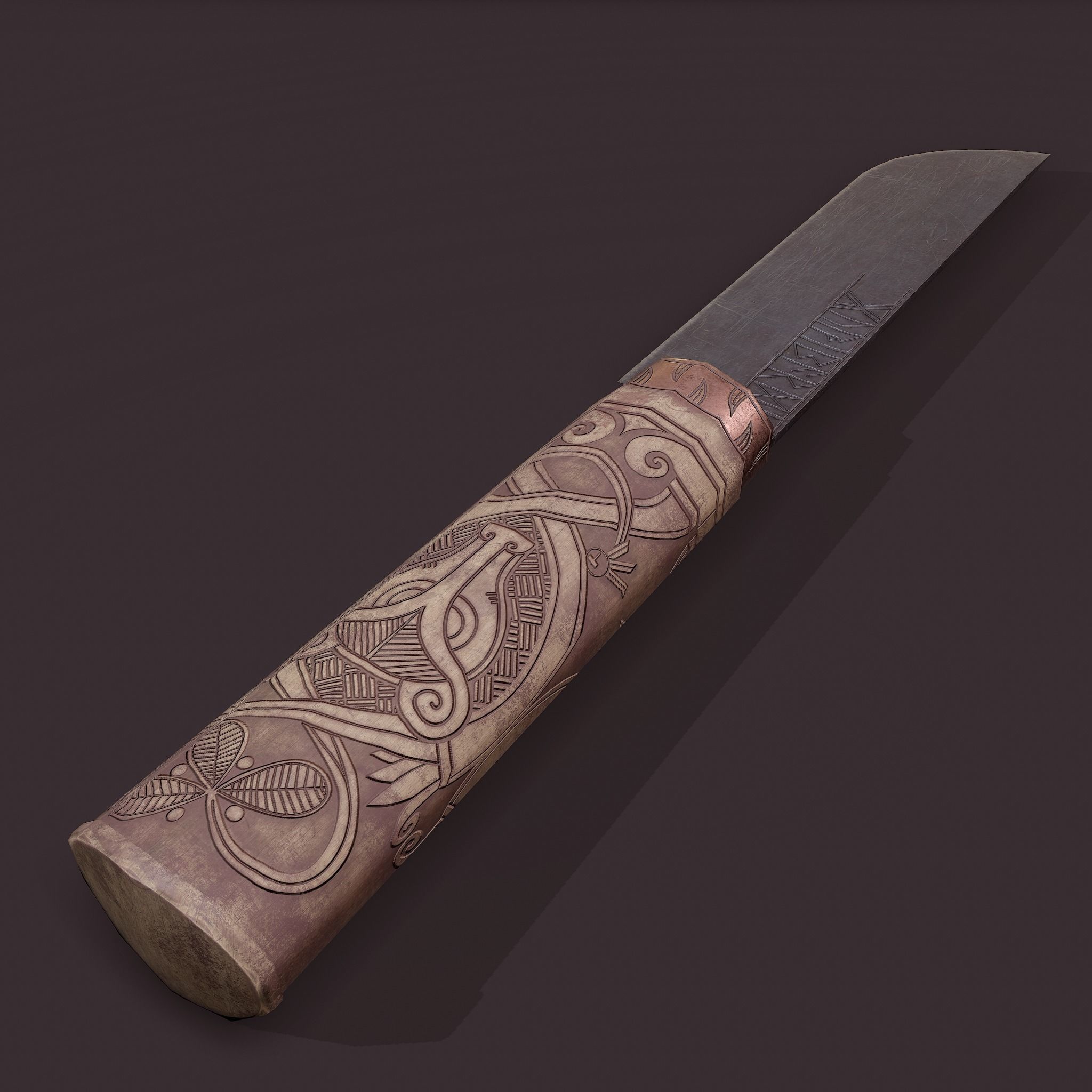 Viking Style Knife Low-poly 3D model_14