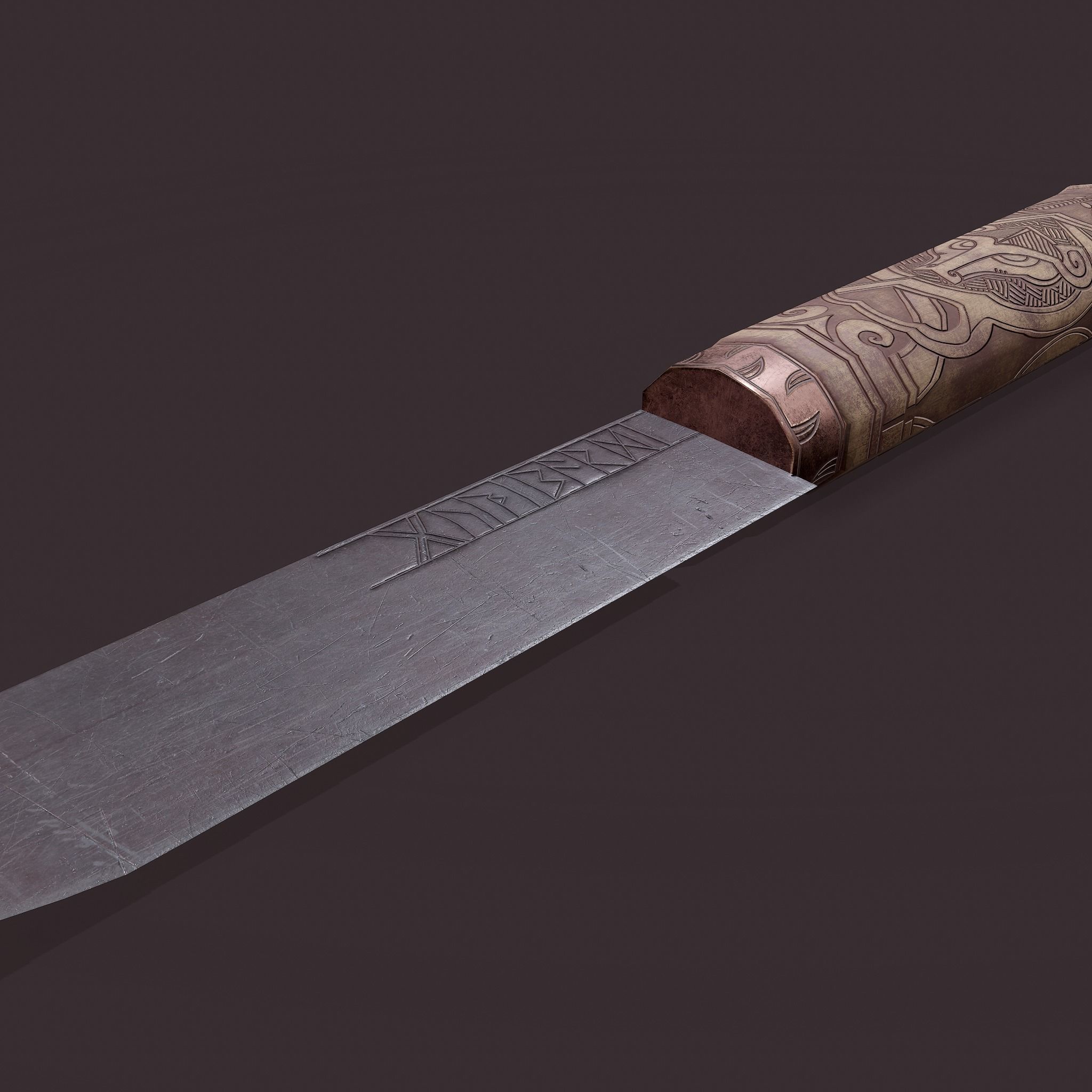 Viking Style Knife Low-poly 3D model_12