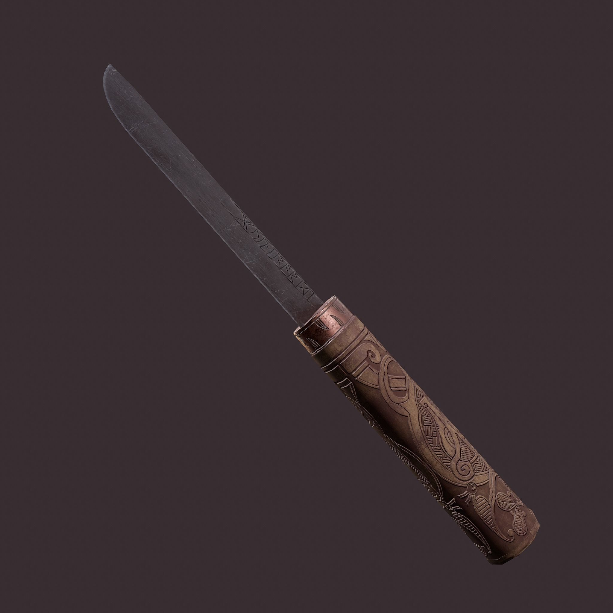 Viking Style Knife Low-poly 3D model_29