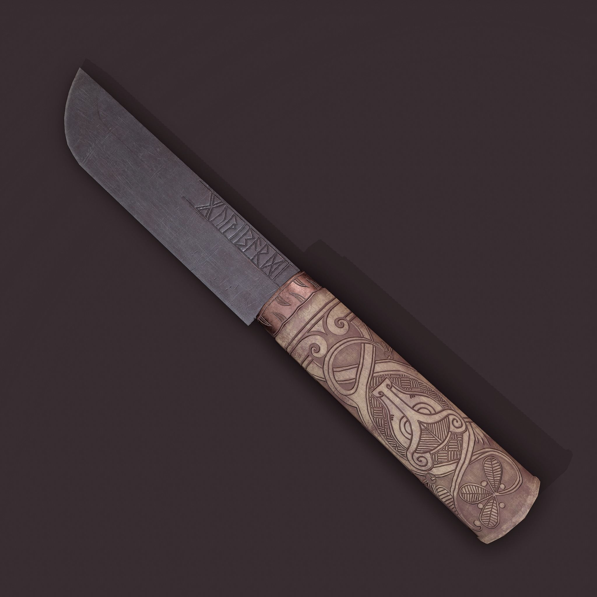Viking Style Knife Low-poly 3D model_5