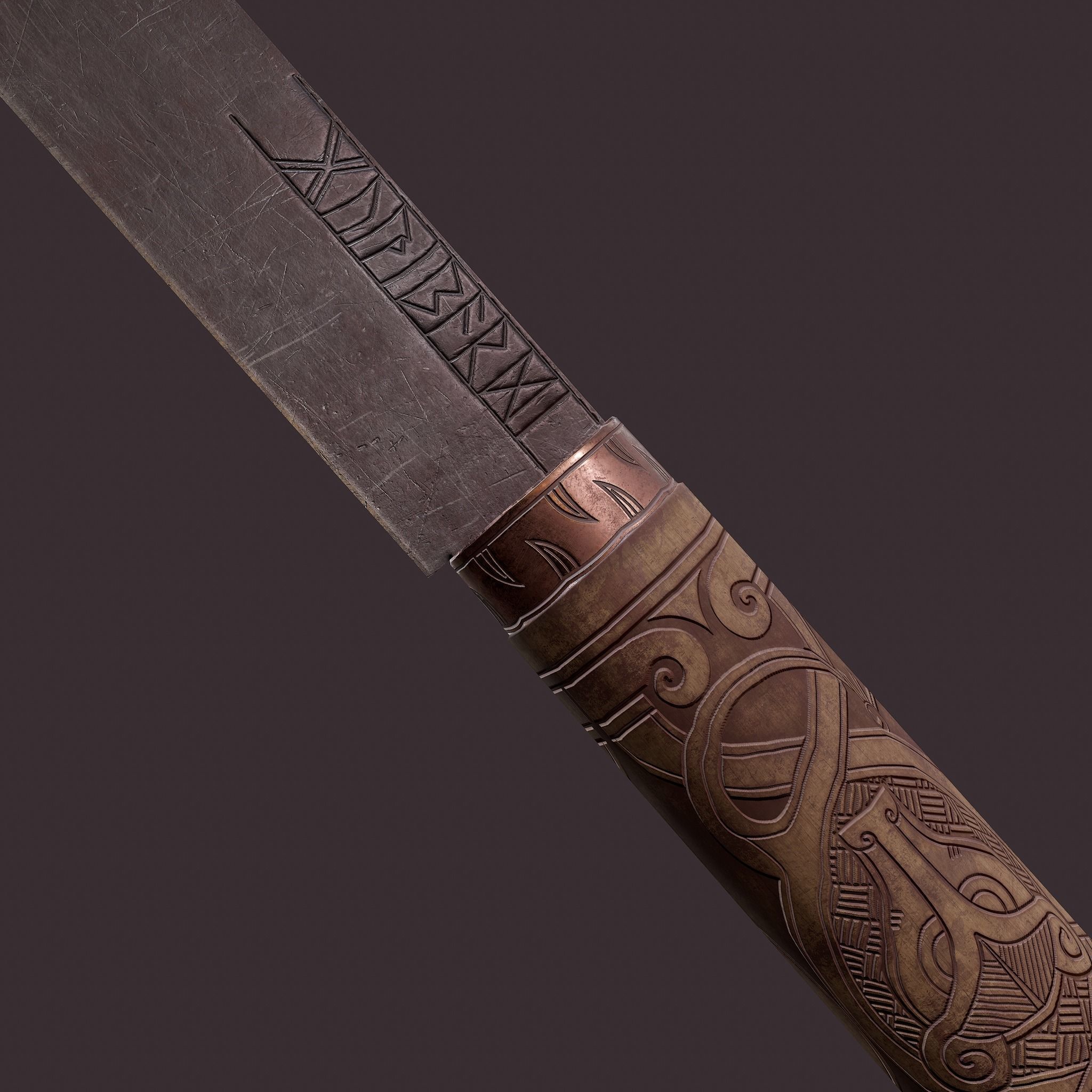 Viking Style Knife Low-poly 3D model_2