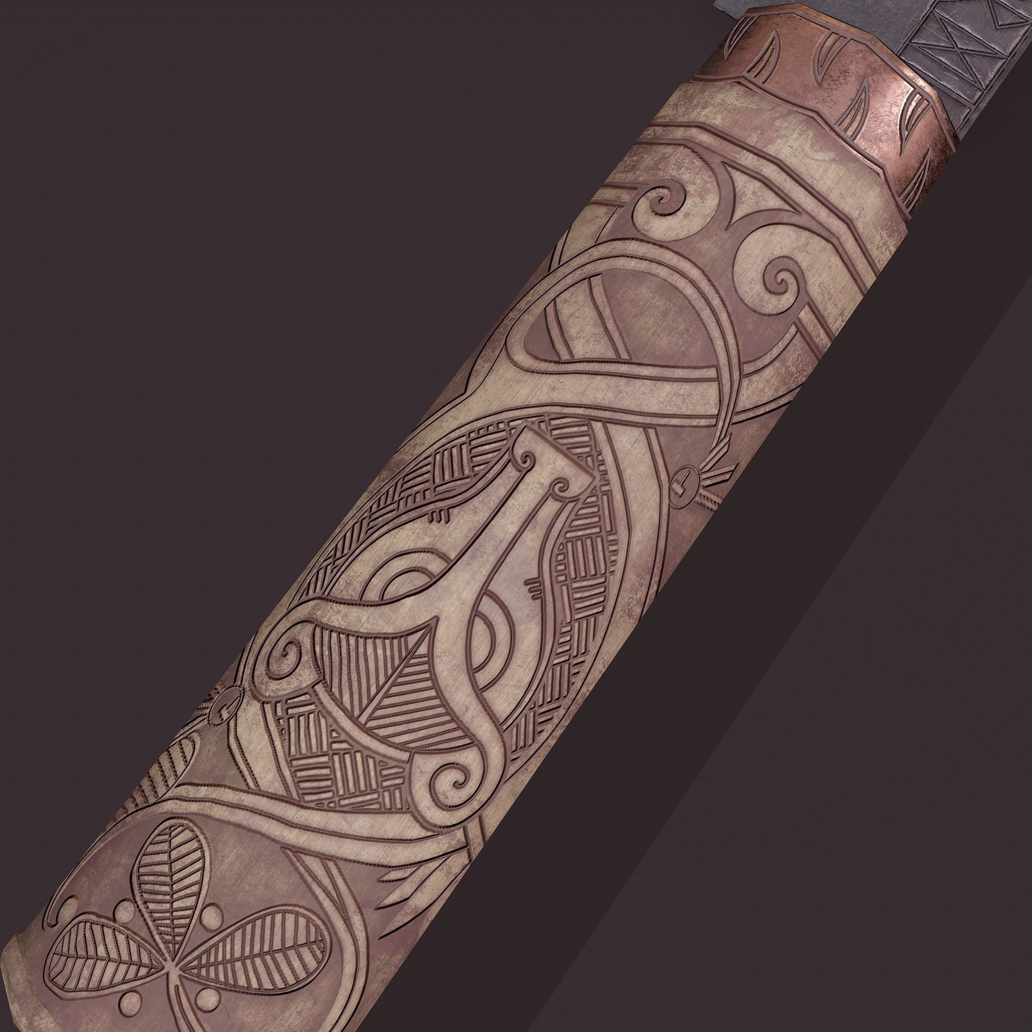 Viking Style Knife Low-poly 3D model_9