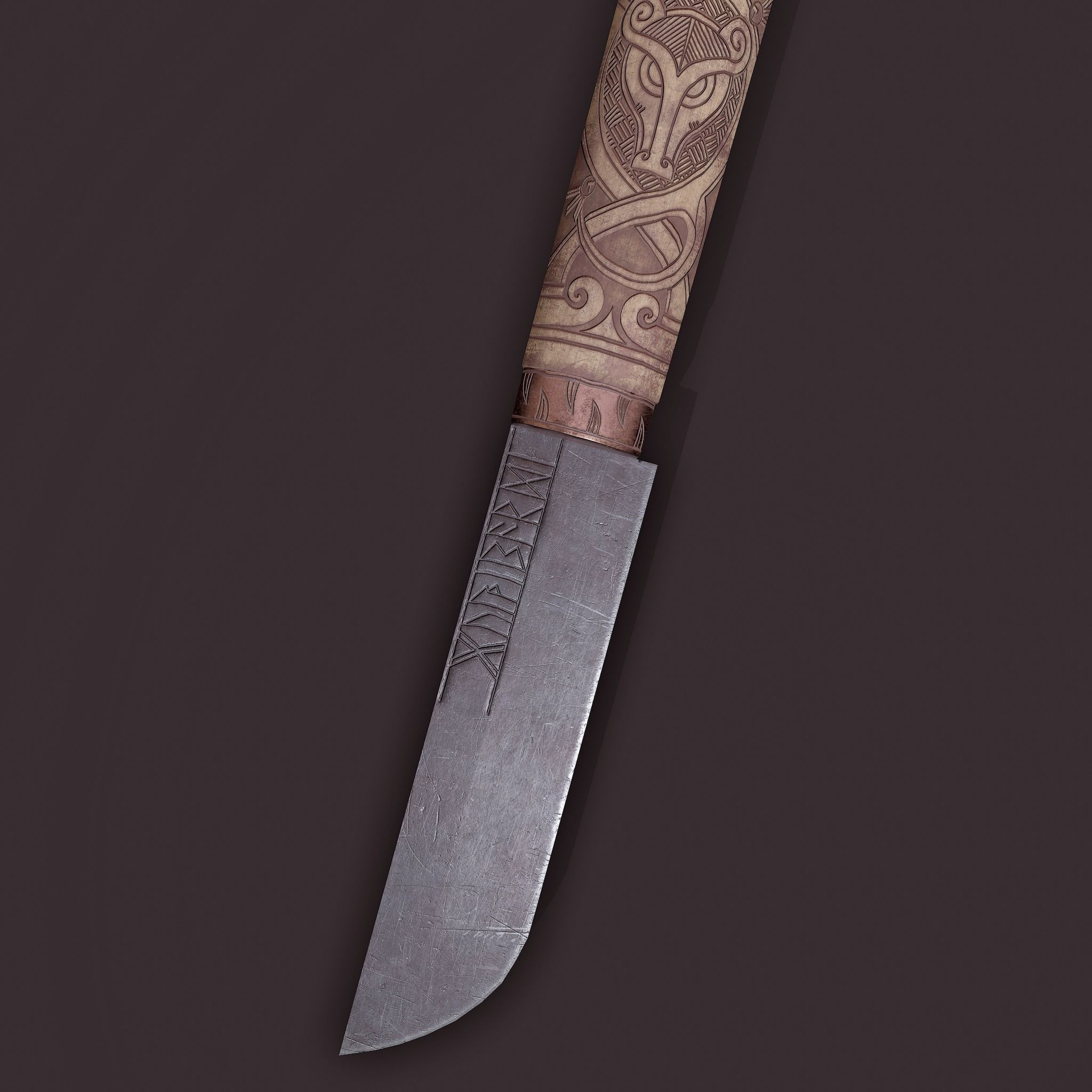 Viking Style Knife Low-poly 3D model_15