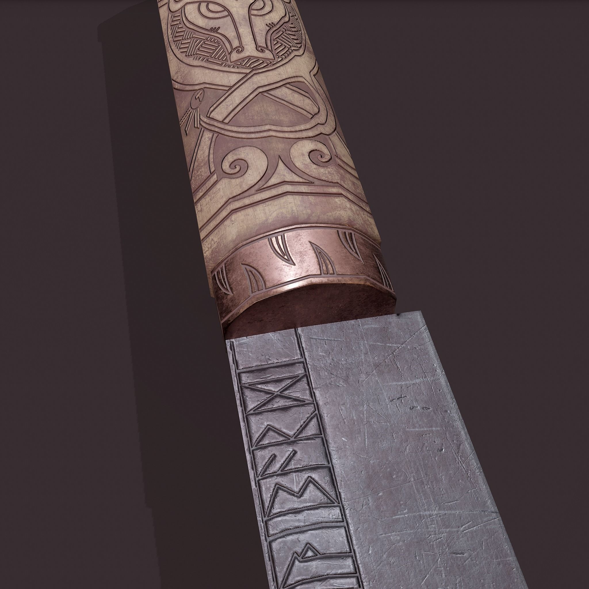 Viking Style Knife Low-poly 3D model_10