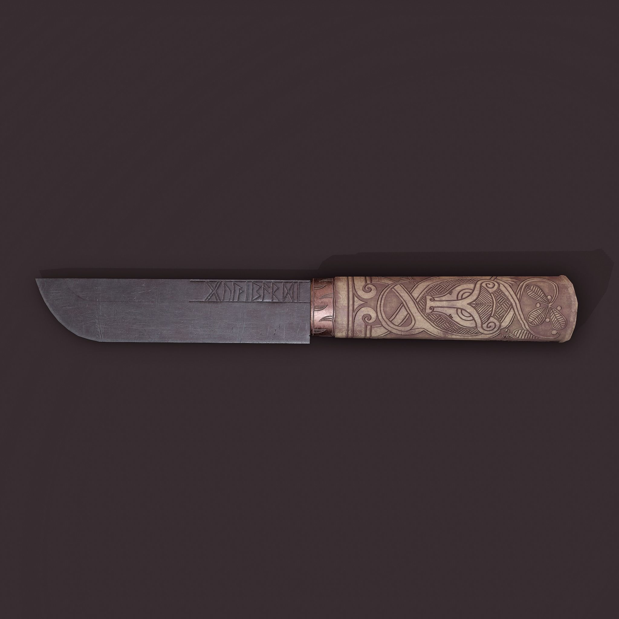 Viking Style Knife Low-poly 3D model_6