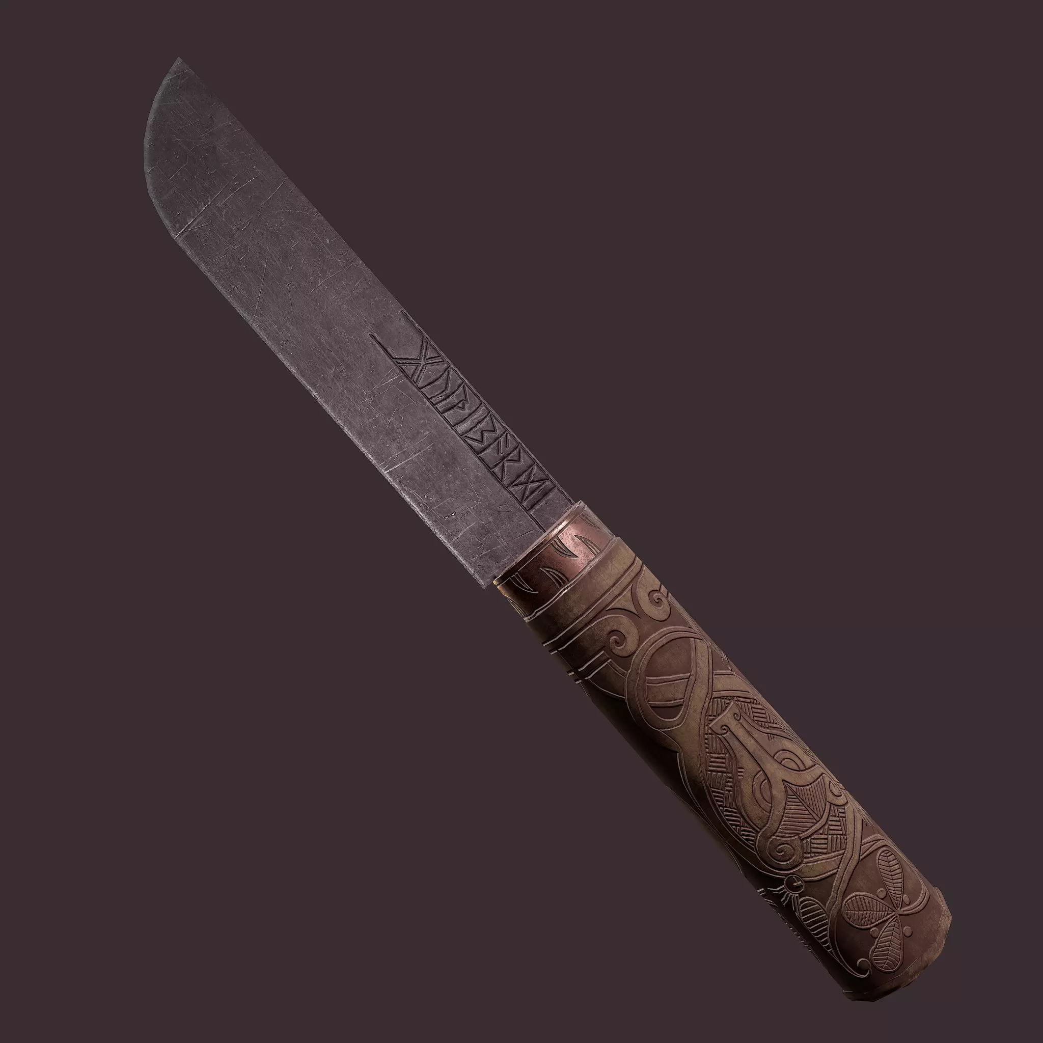 Viking Style Knife Low-poly 3D model_0