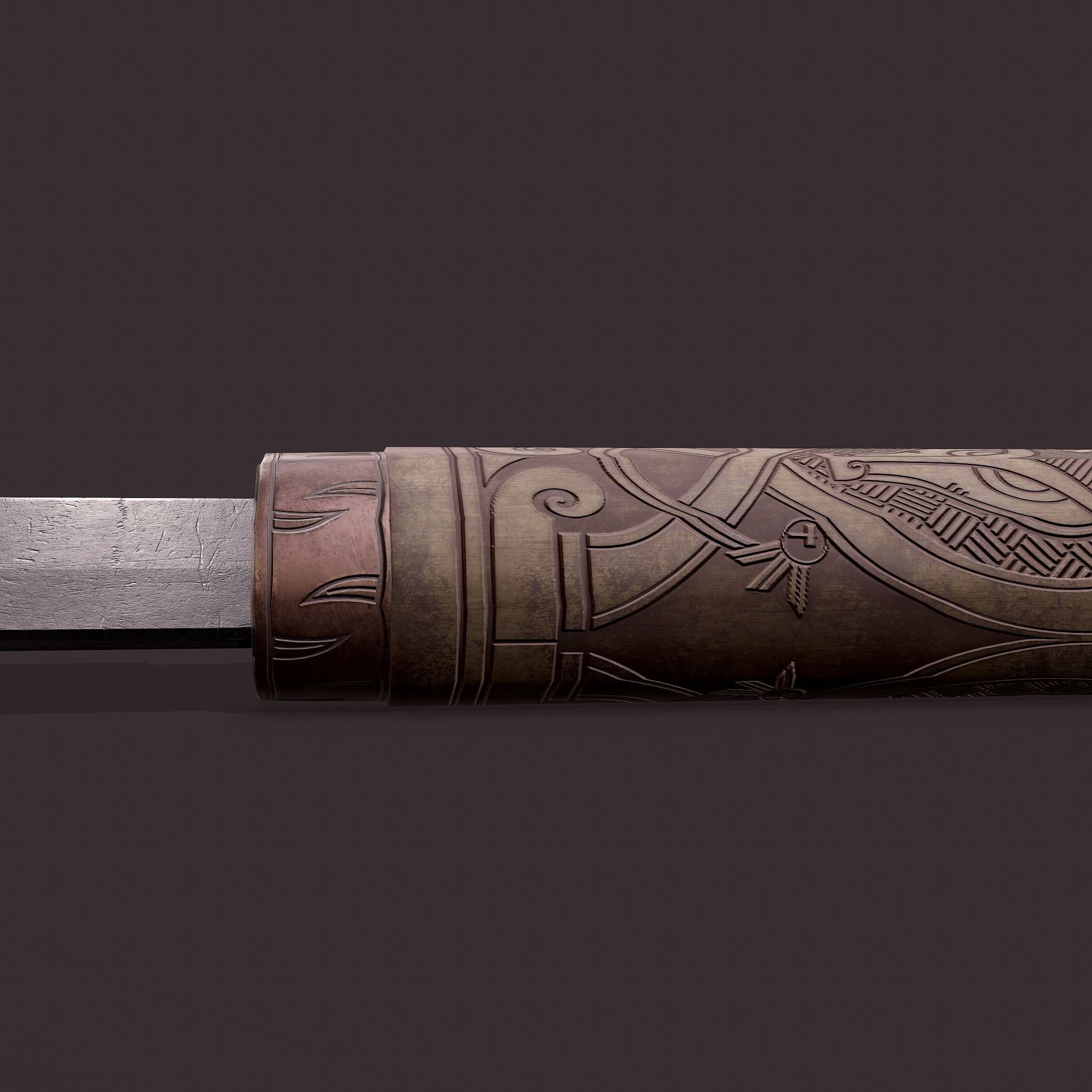 Viking Style Knife Low-poly 3D model_19