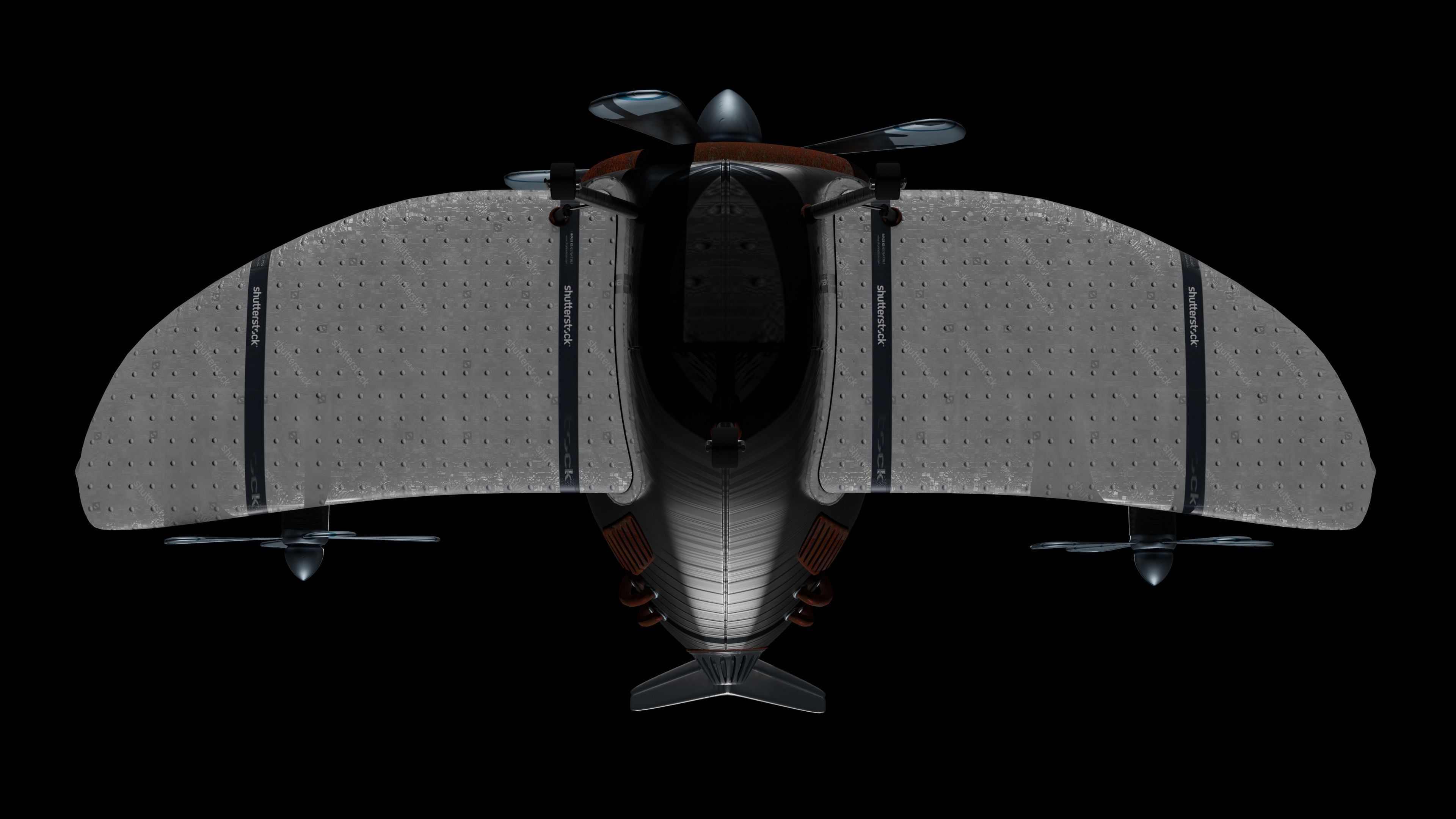 Aircraft airplane with two propellers 3D model_8