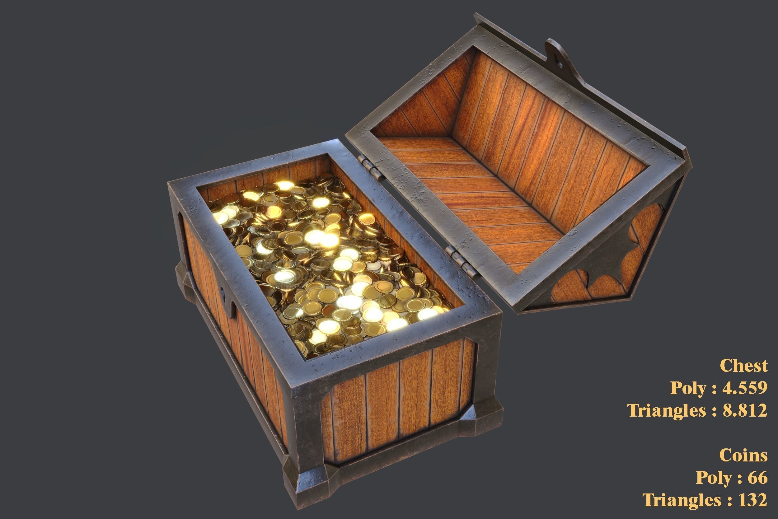 Treasure Chest Low-poly 3D model_3