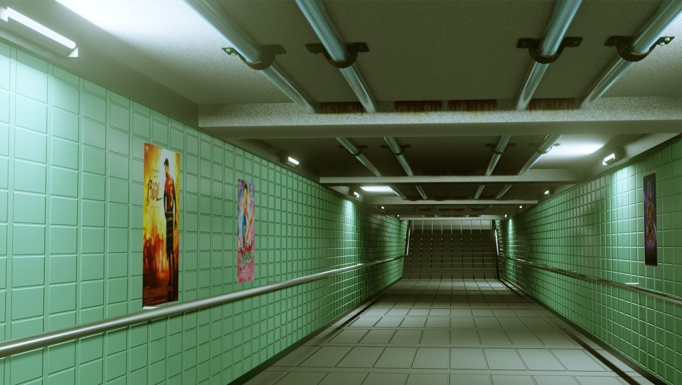 Subway Under pass - Low poly - Game ready model Low-poly 3D model_1