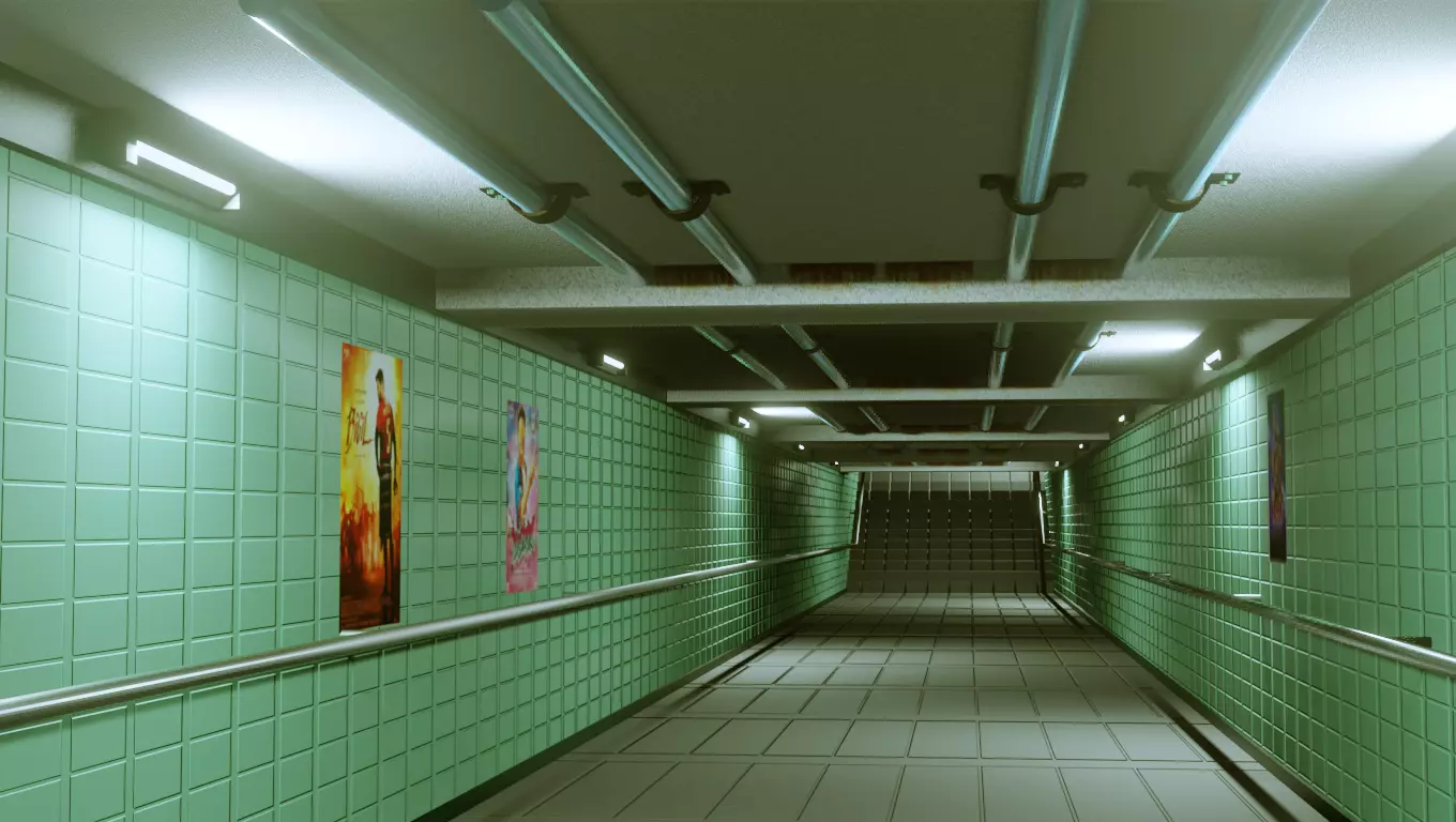 Subway Under pass - Low poly - Game ready model Low-poly 3D model_0