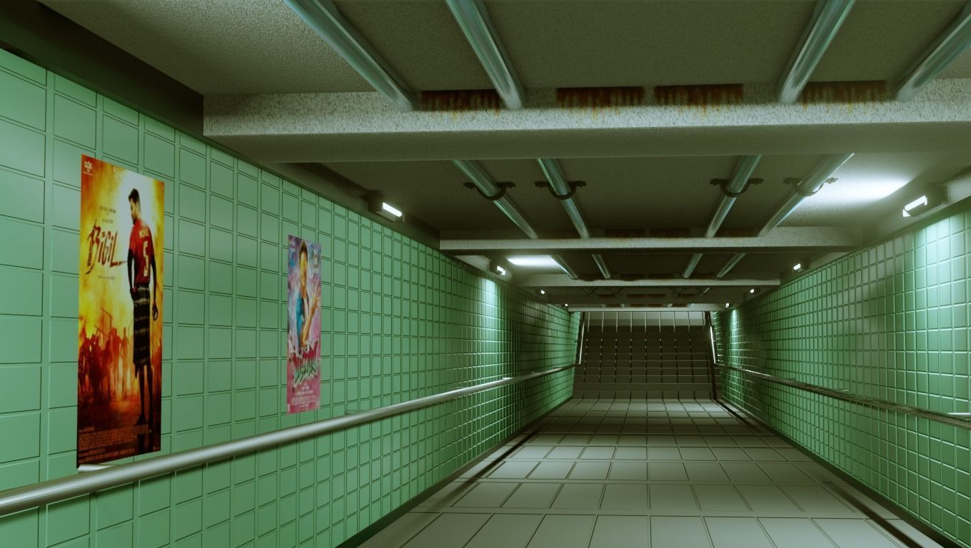 Subway Under pass - Low poly - Game ready model Low-poly 3D model_2