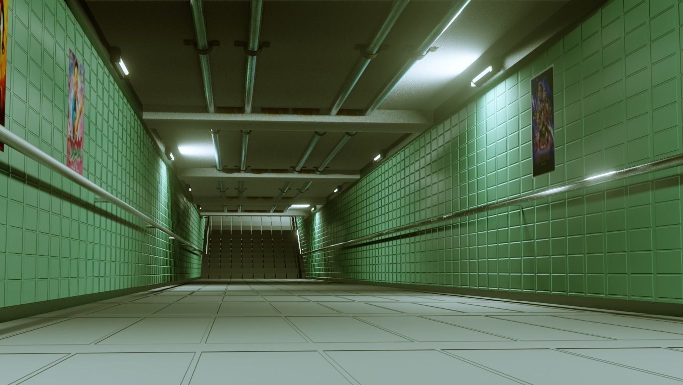 Subway Under pass - Low poly - Game ready model Low-poly 3D model_6