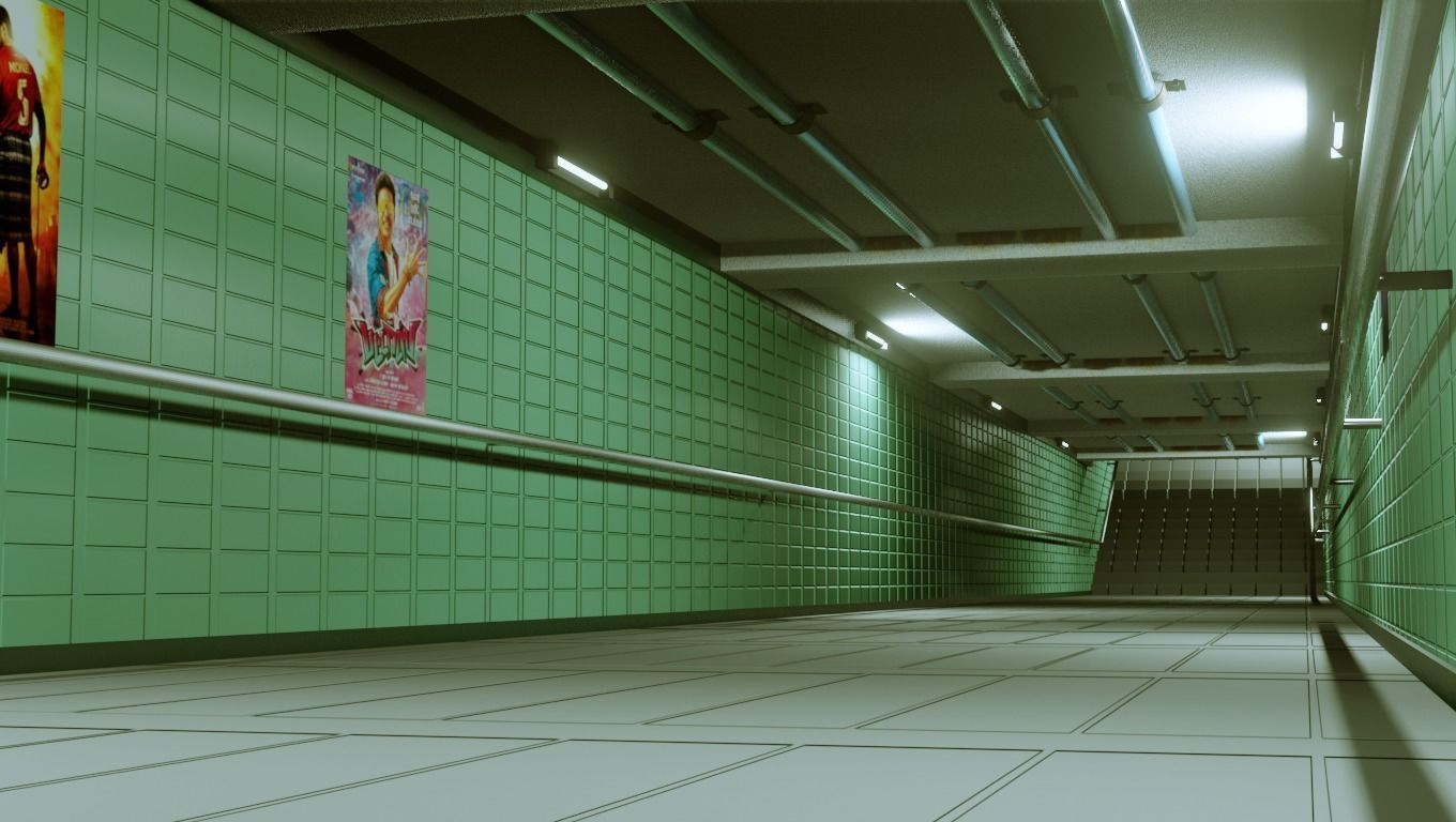 Subway Under pass - Low poly - Game ready model Low-poly 3D model_5