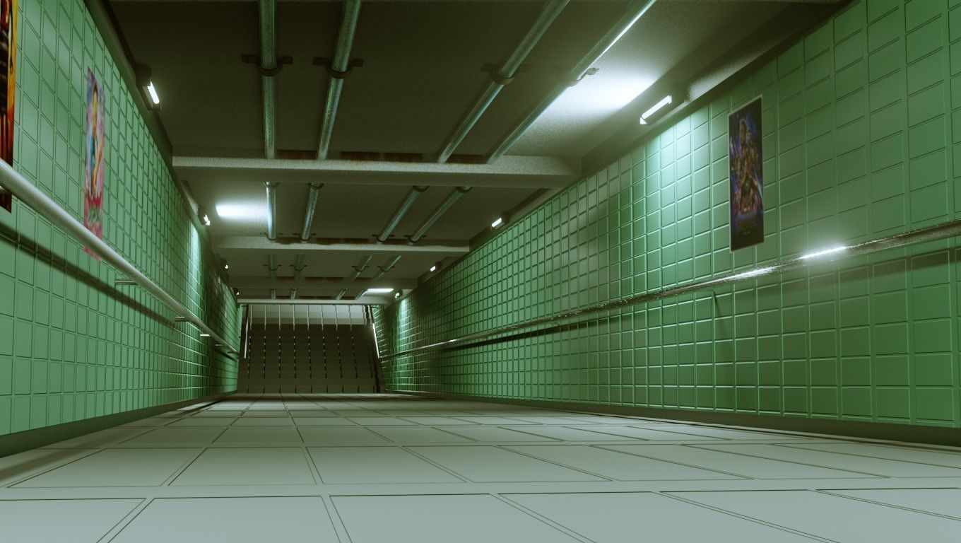Subway Under pass - Low poly - Game ready model Low-poly 3D model_7