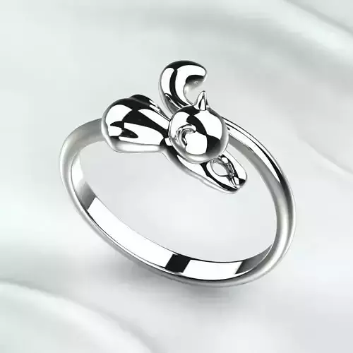 Cat Silver Open Ring