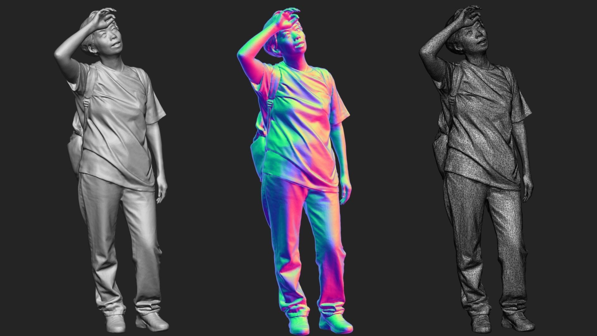 A Middle-age Woman Wearing A Backpack 3D model_6