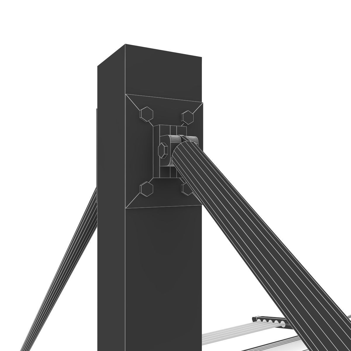 Motorized Pergola 3a weathered black steel 3D model_37