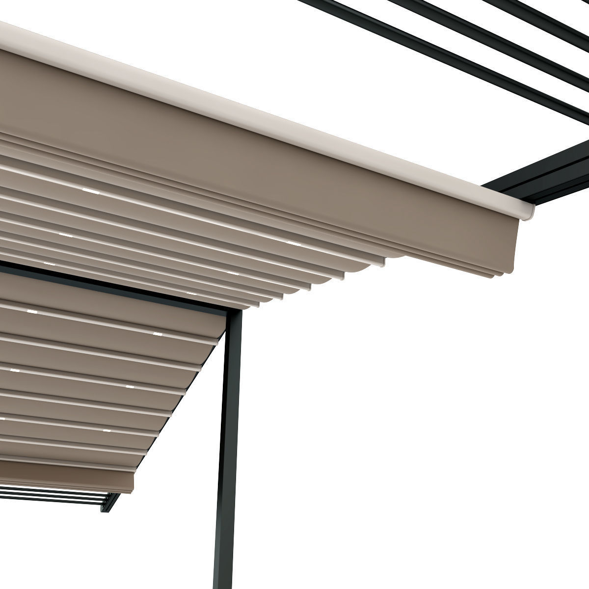 Motorized Pergola 3a weathered black steel 3D model_3