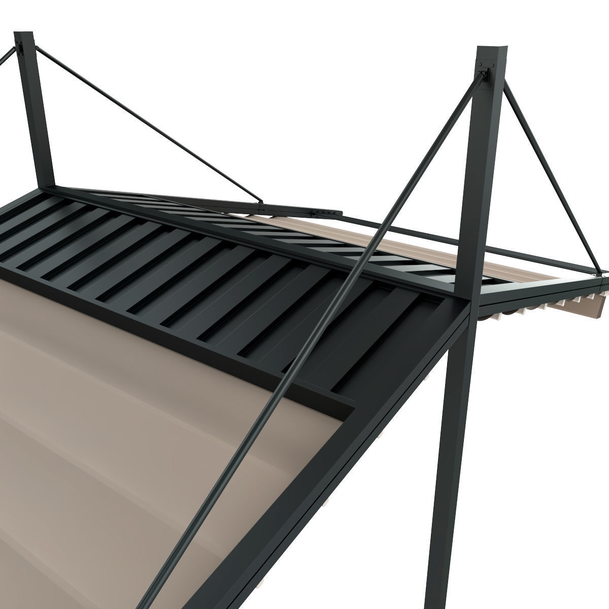 Motorized Pergola 3a weathered black steel 3D model_28