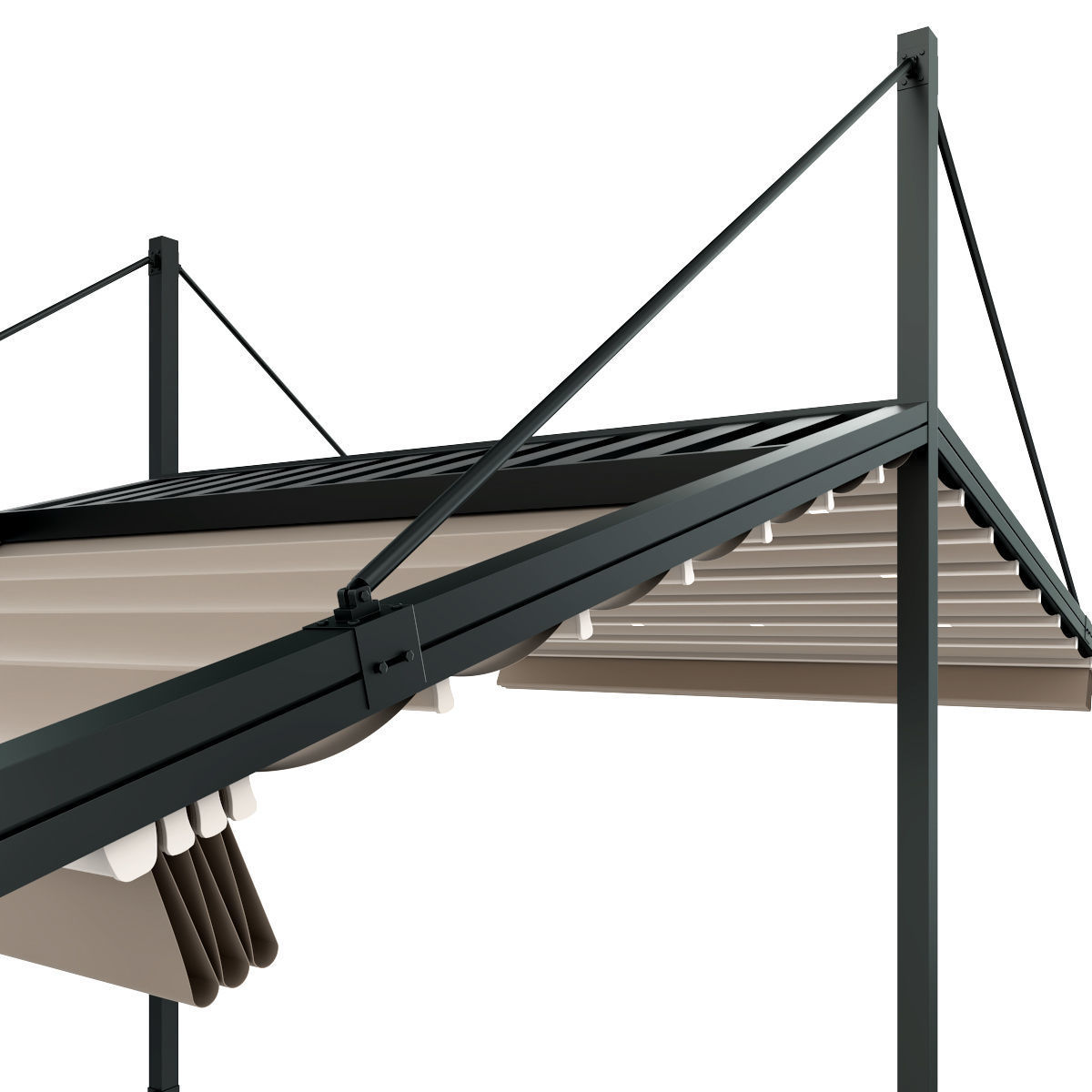 Motorized Pergola 3a weathered black steel 3D model_32