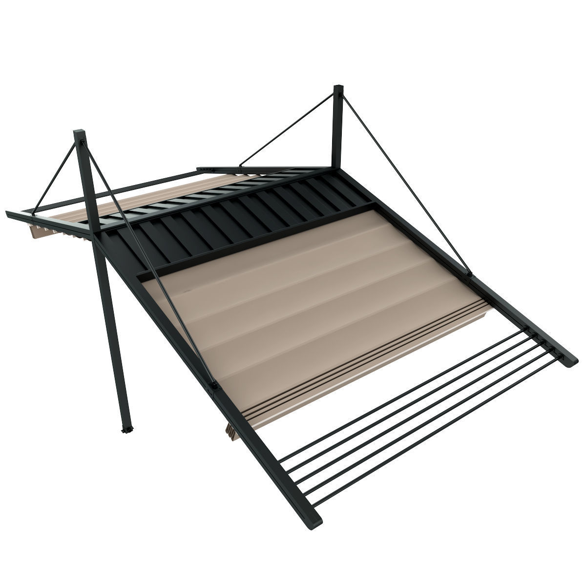 Motorized Pergola 3a weathered black steel 3D model_29