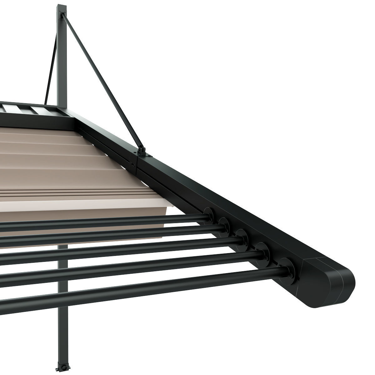 Motorized Pergola 3a weathered black steel 3D model_7