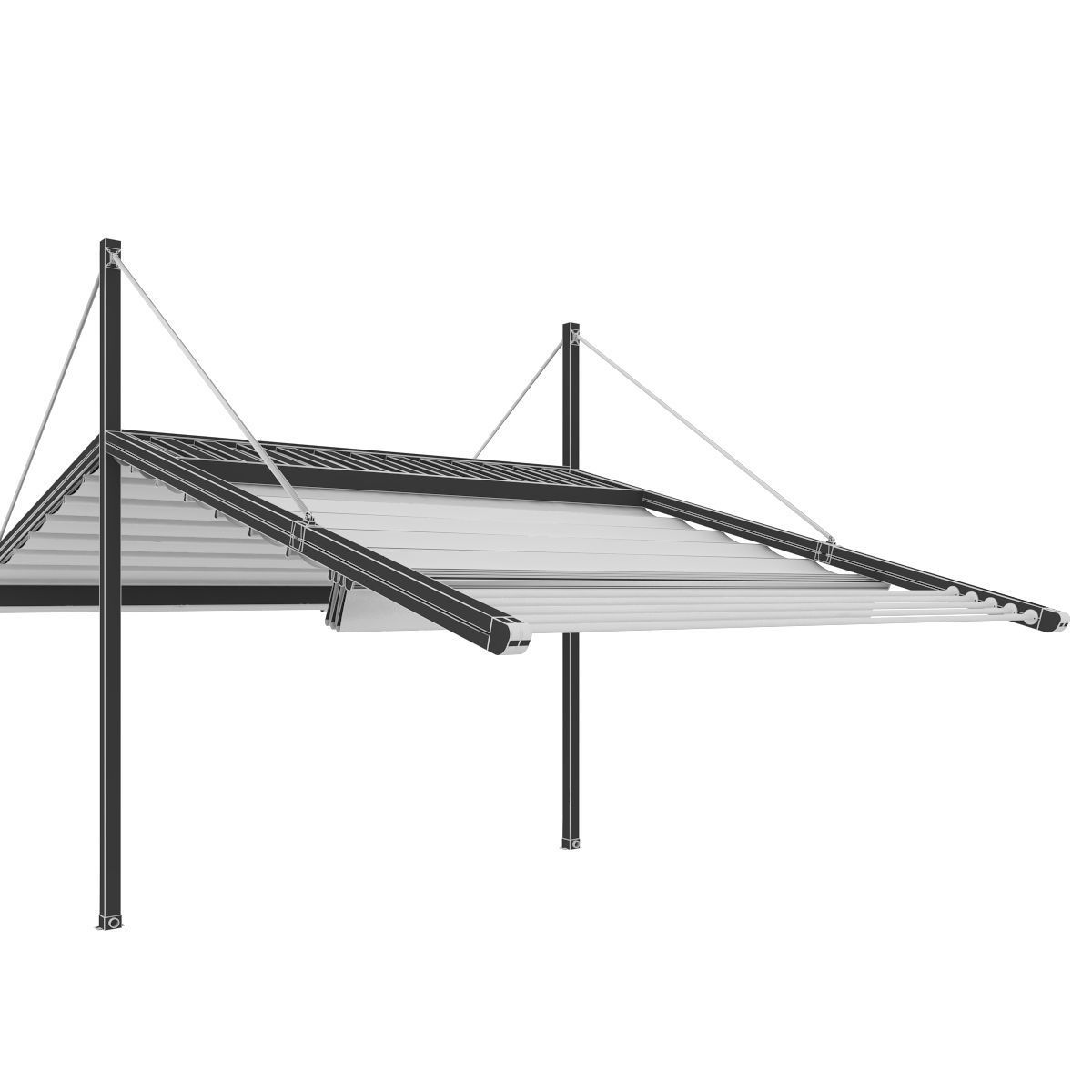 Motorized Pergola 3a weathered black steel 3D model_57