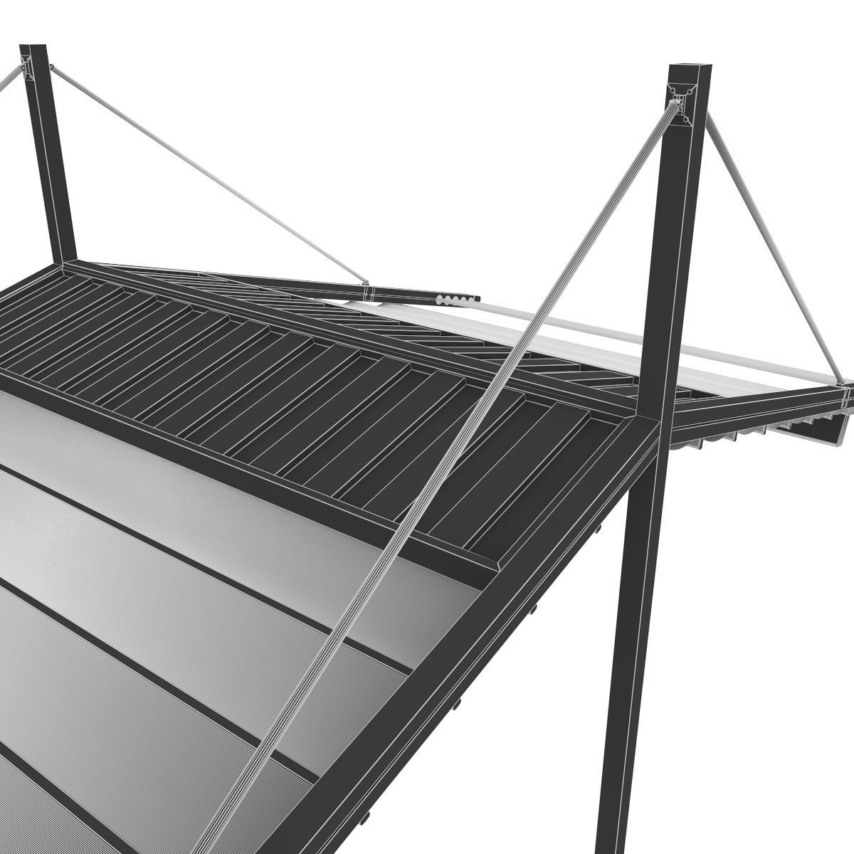 Motorized Pergola 3a weathered black steel 3D model_18