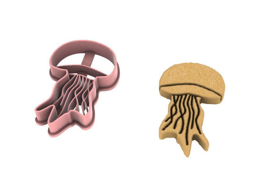 Jellyfish cookie cutter 3D print model_4