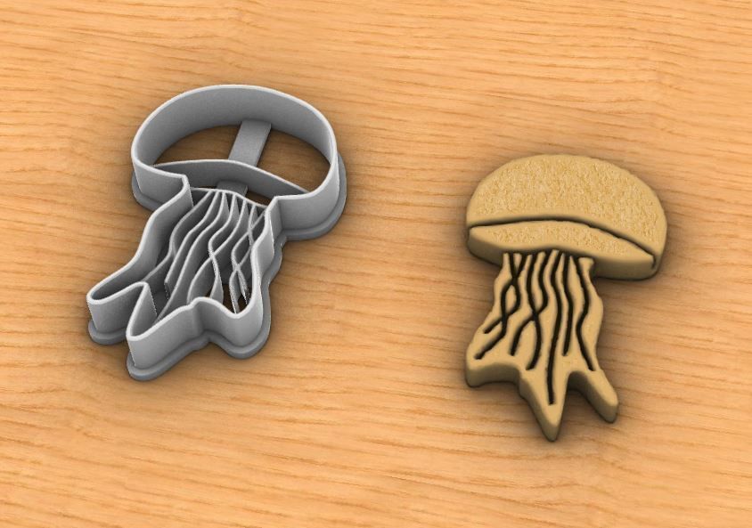 Jellyfish cookie cutter 3D print model_5