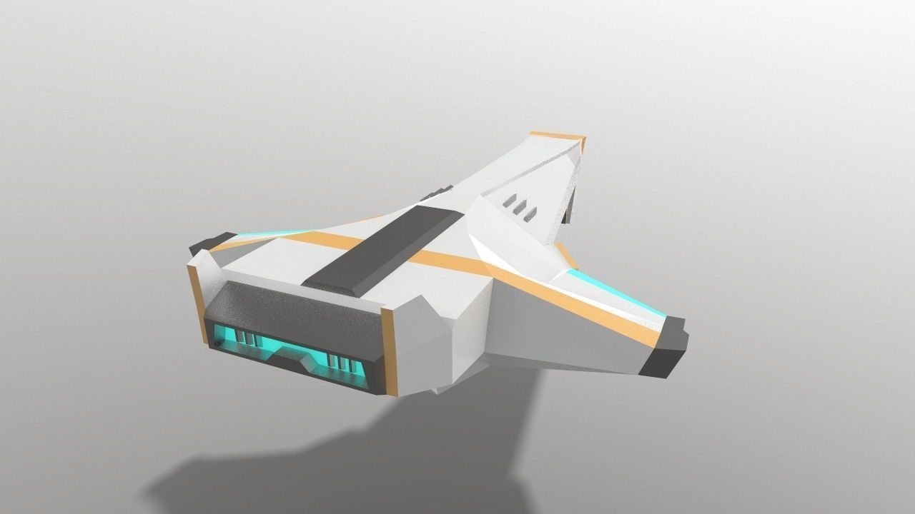 Sci-fi Space Aircraft SA-1 Low-poly 3D model_1