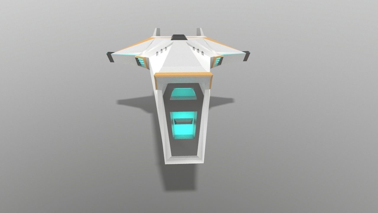 Sci-fi Space Aircraft SA-1 Low-poly 3D model_4