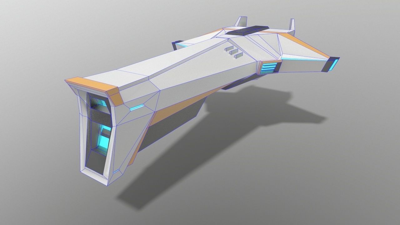 Sci-fi Space Aircraft SA-1 Low-poly 3D model_5