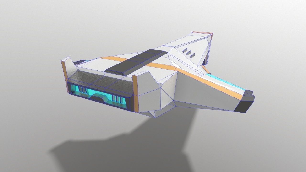 Sci-fi Space Aircraft SA-1 Low-poly 3D model_6