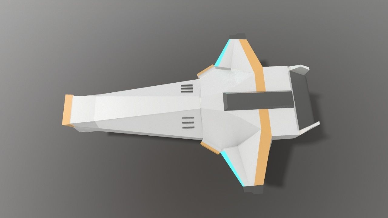 Sci-fi Space Aircraft SA-1 Low-poly 3D model_3