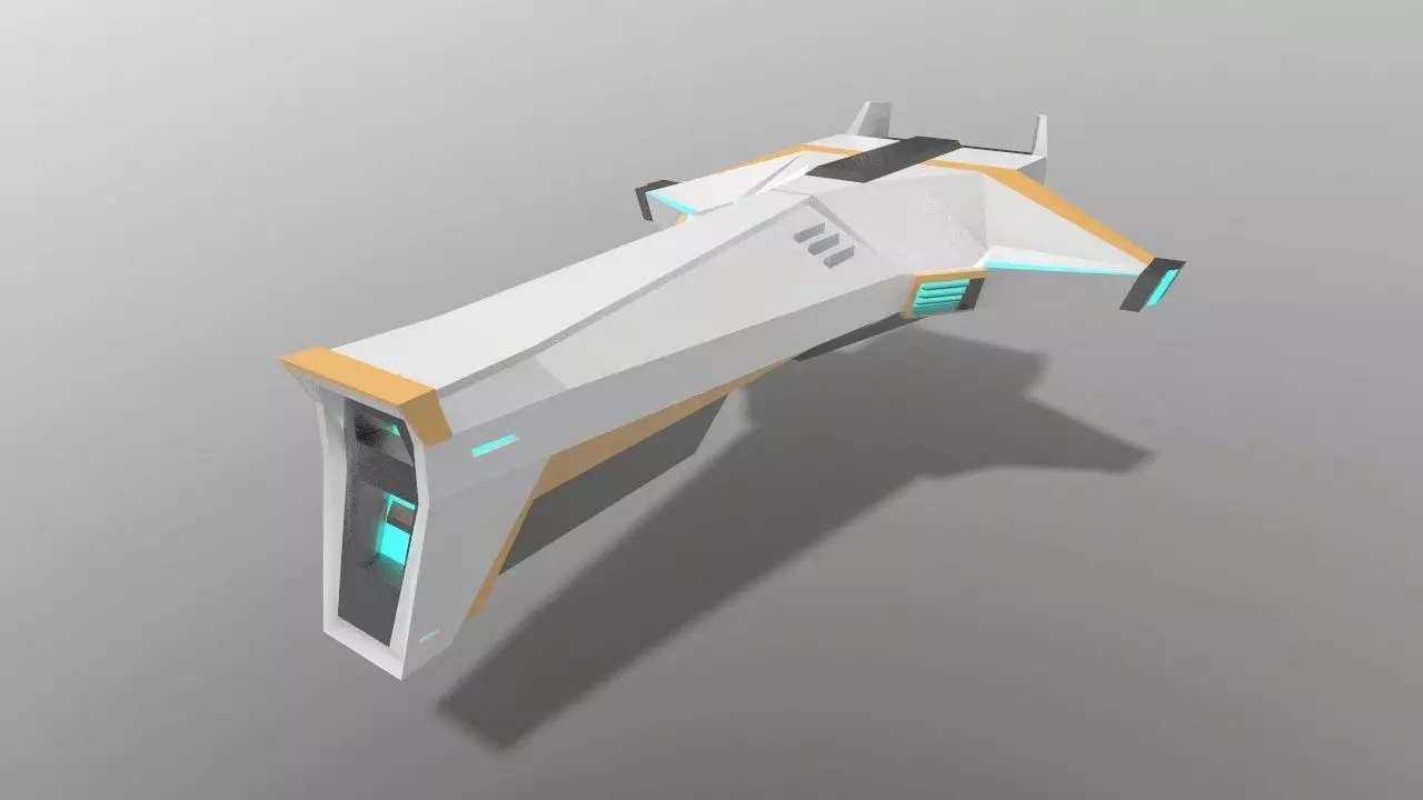 Sci-fi Space Aircraft SA-1 Low-poly 3D model_0