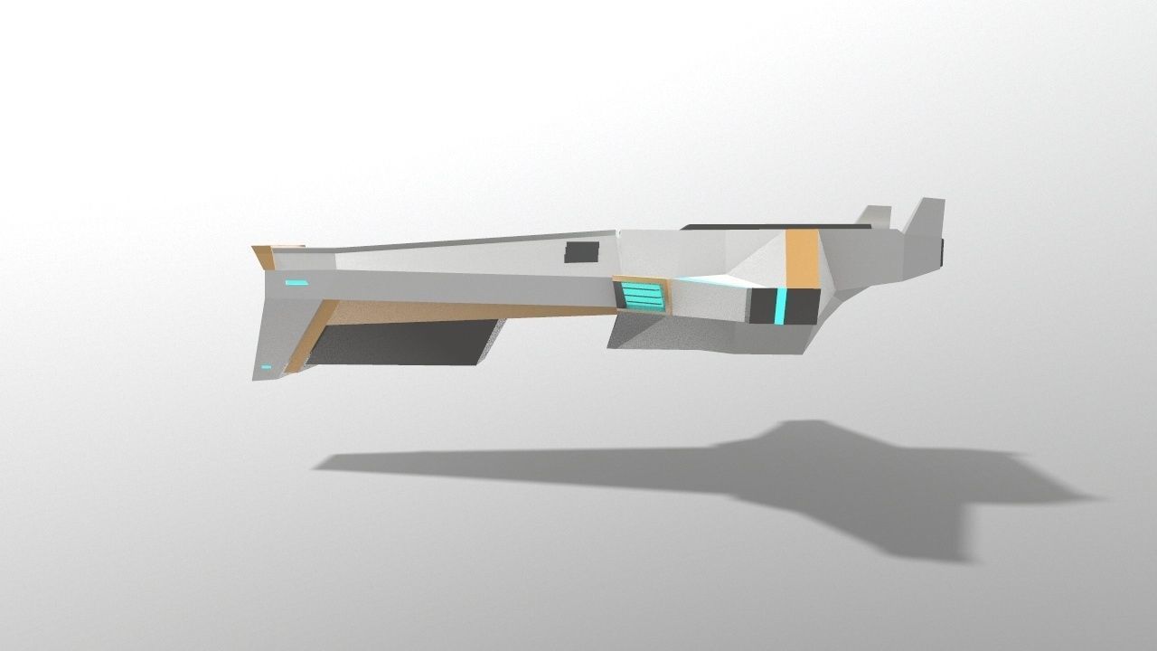 Sci-fi Space Aircraft SA-1 Low-poly 3D model_2