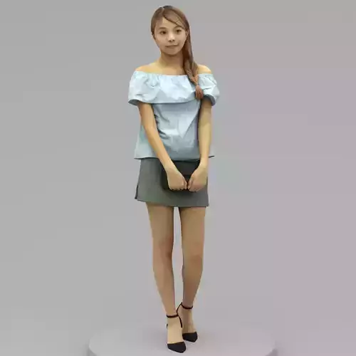 A Cool Young Woman Carrying A Handbag 3D model