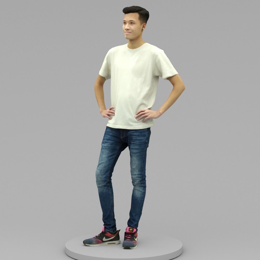 A Handsome Young Man Posing In Akimbo Posture  3D model_1