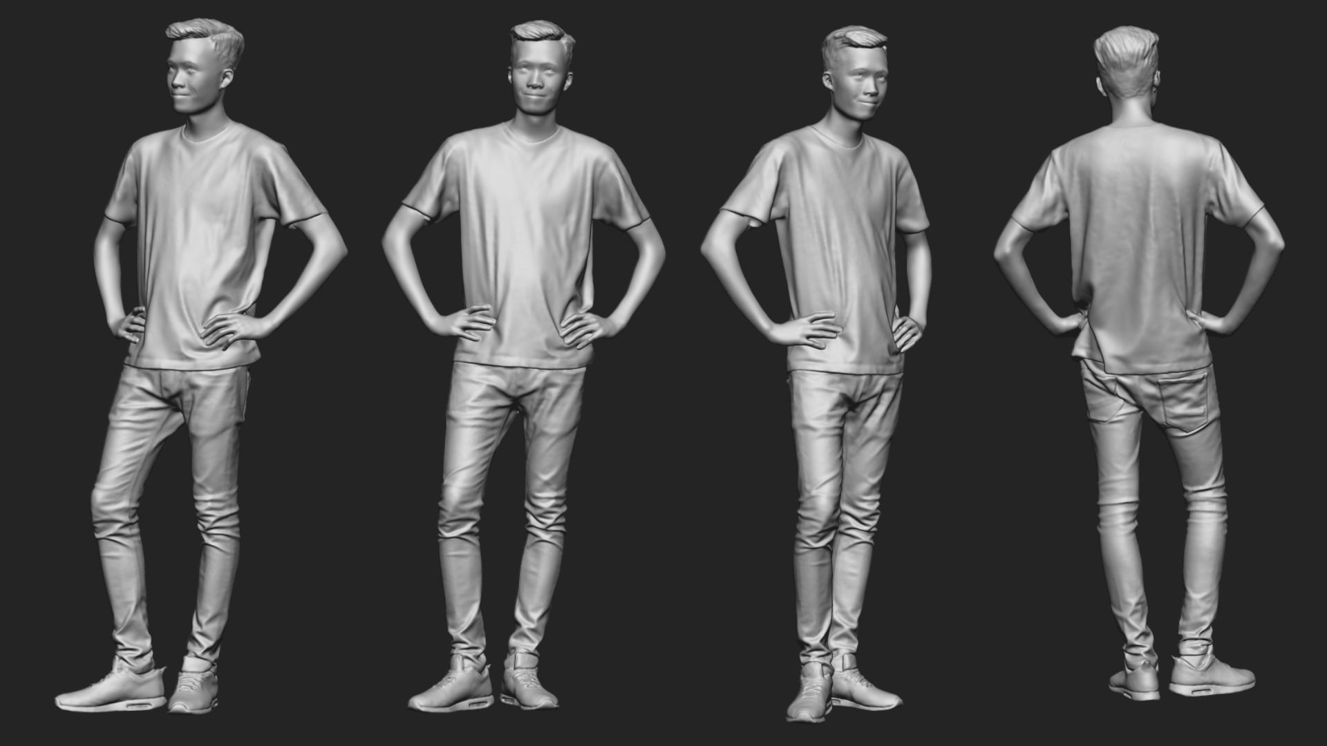 A Handsome Young Man Posing In Akimbo Posture  3D model_5