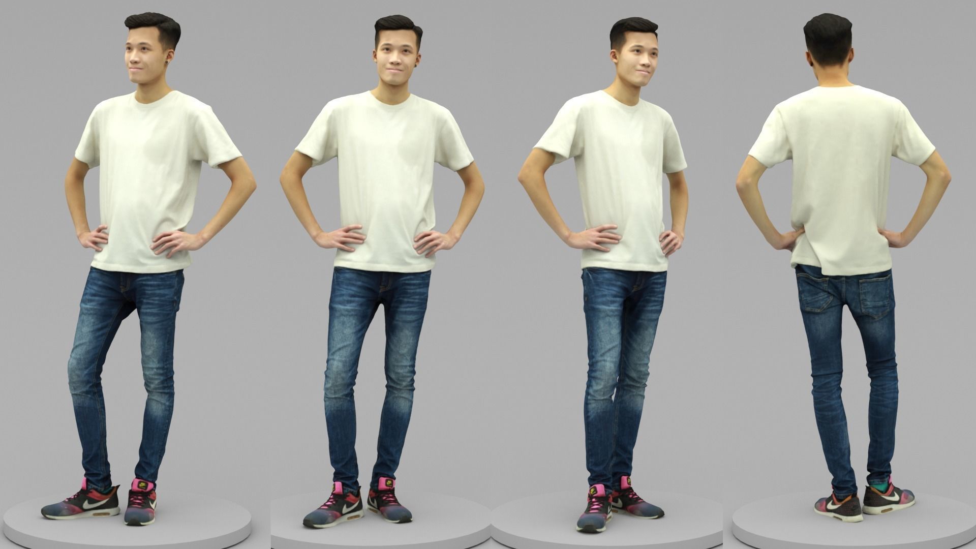 A Handsome Young Man Posing In Akimbo Posture  3D model_4