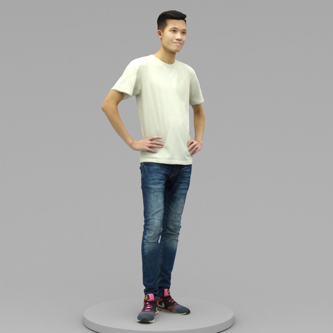 A Handsome Young Man Posing In Akimbo Posture  3D model_2