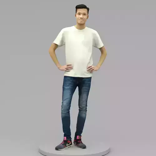 A Handsome Young Man Posing In Akimbo Posture  3D model