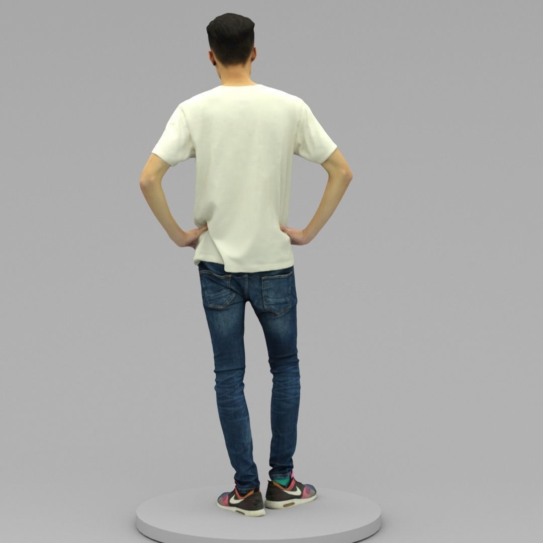 A Handsome Young Man Posing In Akimbo Posture  3D model_3