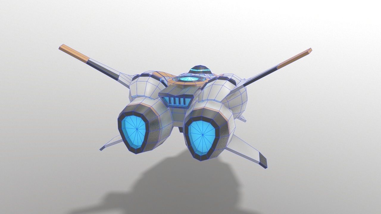 Sci-fi Space Aircraft SA-2 Low-poly 3D model_6