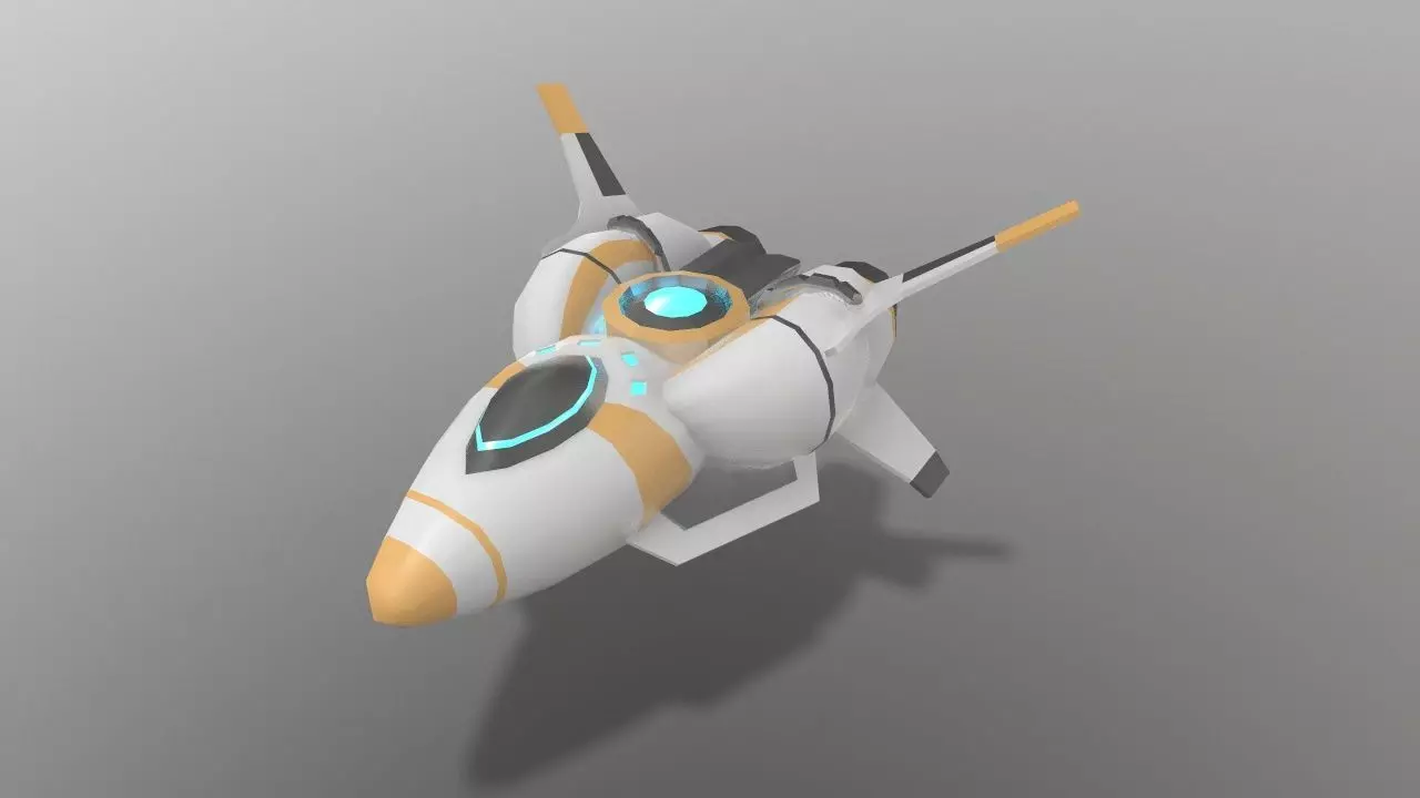 Sci-fi Space Aircraft SA-2 Low-poly 3D model_0
